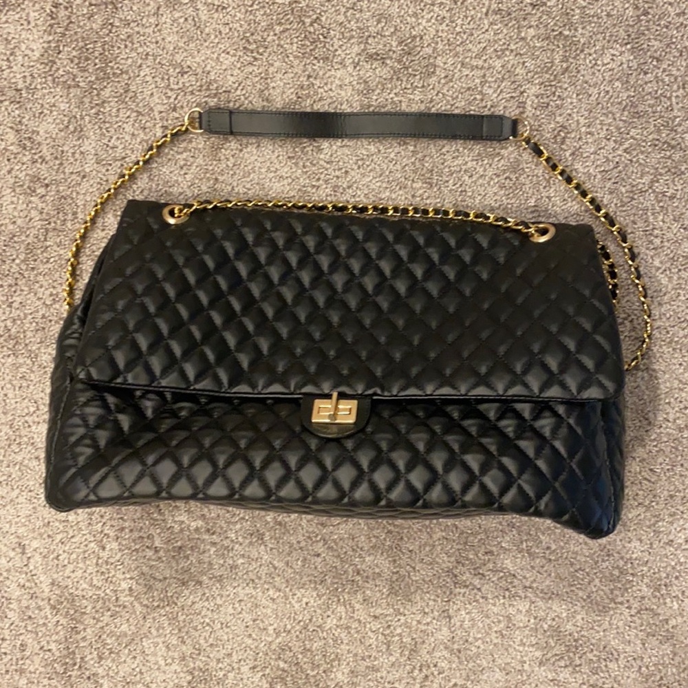 Large Luxury Quilted Duffle Luggage Travel Overnight Bag w/ Chain